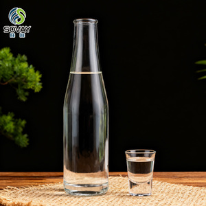 Bouteille en verre super flint personnalisée en gros, transparente, ronde, 500 ml, 700 ml, pour vodka, tequila, whisky, rhum - Product Image 1