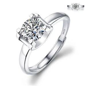 电镀925纯银1克拉圆形接龙立方氧化锆订婚戒指光环承诺戒指尺寸 - Product Image 4