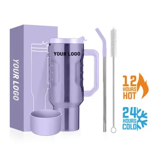 Eco friendly products 2024 hot selling 30oz 40oz double wall stainless steel outdoor mugs tumbler with handle with straw