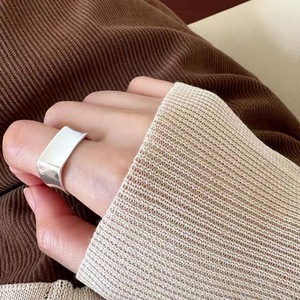 S925 Pure Silver Wide Square <b>Ring</b> Women's Geometric <b>Open</b> Design Everyday Wear Jewelry - Product Image 4
