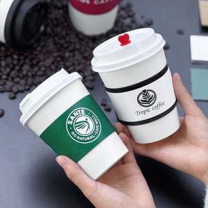 Manchons de gobelets en papier ondulé biodégradables écologiques recyclables à double paroi avec logo personnalisé pour boissons chaudes/froides - Product Image 6