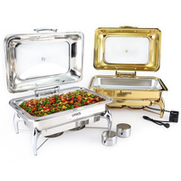 Chauffe-plat rectangulaire doré 10L, équipement de réchauffement des aliments pour buffet, chauffe-plat en acier inoxydable chauffé à l'alcool