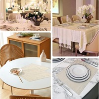 Set de table en lin tissé naturel personnalisé, résistant à la chaleur, lavable, pour la décoration de table à manger et de cuisine