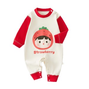 Body de algodón para bebé con estampado de fresas, mono unisex de manga larga, ropa para primavera y otoño - Product Image 5