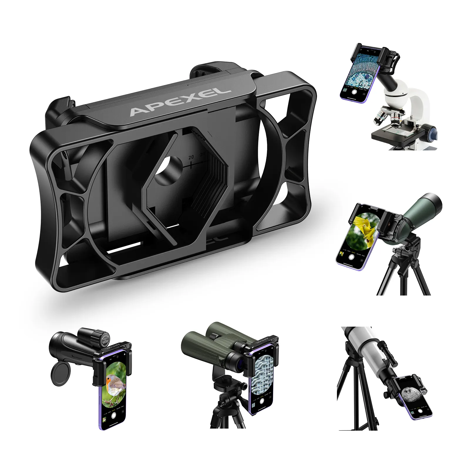 APEXEL F002 Private Mold Smartphone Adapter Mount for Binoculars, Monocular, Telescope, Microscopes