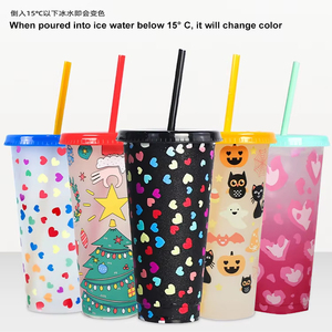 Personalizado 32oz Color-Change Copo de Plástico com Tampas e Palhas 16oz Reutilizável PP Café & Drinks Cup Set para Bar Partes - Product Image 2