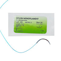 Kit de pratique de suture médicale avec 12 aiguilles de suture de 75 cm, fil de suture en nylon monofilament 3/0, matériel de suture, instrument de formation