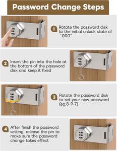 Cerraduras de cerrojo de contraseña de gabinete, cerradura de puerta de 90 grados de Granero, cerradura de pestillo de combinación de seguridad doméstica para Casillero, valla, baño, - Product Image 6