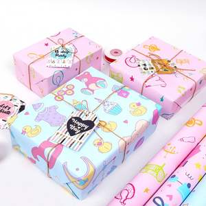 Rollo de papel de regalo de cumpleaños lindo bebé al por mayor 80gsm tejido artístico, 43*300cm embalaje de regalo de lujo personalizado - Product Image 5