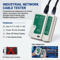 Kit d'outils de sertissage RJ45 multifonctionnel avec testeur de câble, dénudeur et connecteurs RJ45 en acier au carbone et protections en plastique