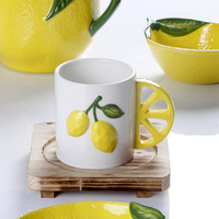 Assiette de forme spéciale de citron en relief peinte à la main créative assiette de petit déjeuner plat à Dessert personnalisé en gros