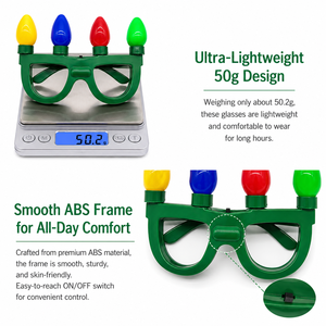 7 Styles <span class=keywords><strong>de</strong></span> Lunettes <span class=keywords><strong>LED</strong></span> Lumineuses Festives, avec motifs Cœur, Trèfle, Sapin <span class=keywords><strong>de</strong></span> Noël, Étoile et Ampoule, pour Fêtes à thème 'Ugly Sweater' et Parades - Product Image 4