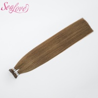 Extensions de cheveux naturels Remy européens vierges, lisses, avec cuticules alignées, personnalisables, à pointe I, en silicone et nano-plastique