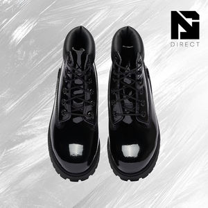 Botas Impermeables Premium de 6 Pulgadas para Jóvenes, 'Cuero Patentado Negro', con Cordones, Botas Casuales de Otoño e Invierno para Exteriores - Product Image 3