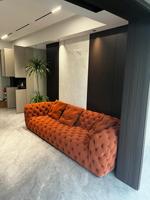 Hochwertige italienische Schnalle Wohnzimmer möbel Moderne lange gerade Couch Luxus Stil Big Villa Hotel Möbel Leders ofa