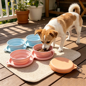 OEM ODM Folding <b>Cat</b> Dog Food Bowl Collapsible Dog <b>Feeder</b> Double Bowl for Pet Travel Water Bottle Double Dog Bowl - Product Image 5