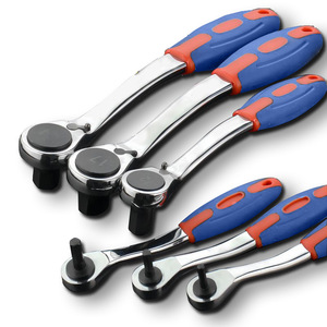 Clé à cliquet, jeu de clés hexagonales métriques, acier au chrome-vanadium chromé, outil de bricolage, double face, réglable - Product Image 1