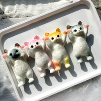 Jouet chat moelleux en TPR, jouet sensoriel anti-stress en forme d'animal, couleurs arc-en-ciel, pour enfants et adultes