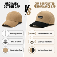 Casquettes de baseball ajustables à visière plate, perforées, avec cordon, style A-Frame, 5 panneaux, personnalisées pour le golf, OEM, marque privée, vente en gros
