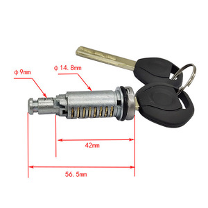 Cylindrical <b>Lock</b> Cylinder 56.5mm 42mm 14.8mm 9mm Zinc Plated With 2 <b>Keys</b> For Left Door - Product Image 1