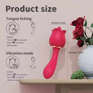 Vibrador de Lengua para Lamer la Vagina, Juguetes Sexuales para Adultos, Vibrador de Clítoris y Pezones con Forma de Rosa, con Alimentación USB para Mujeres - Product Image 2