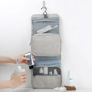 Tas kosmetik Travel kapasitas besar, tas perlengkapan mandi Makeup tahan air portabel PU