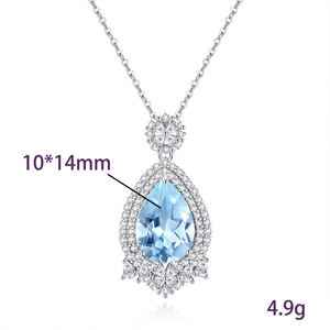 Collier pendentif en pierre naturelle de haute qualité, 9 pierres de 10*14mm en forme de poire, argent sterling 925, bijoux élégants pour femmes, à porter en soirée - Product Image 6