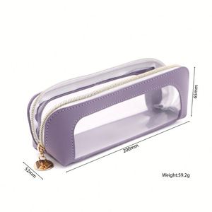 Custom6 COLORS Durable Fashion PVC Zipper Water Resistant <b>Makeup</b> Brushes Pouch <b>Bag</b> <b>Transparent</b> Window Travel Cosmetic Brush Case - Product Image 6