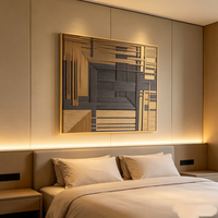 Art mural en relief 3D fait à la main, peinture géométrique abstraite texturée, décoration Wabi Sabi pour salon, hôtel