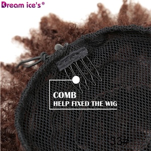 Dream.Ice's Hair 8 pouces Cheveux Synthétiques Chignon Chignon Postiche Cordon Afro Puff Kinky Curly <span class=keywords><strong>Ponytail</strong></span> <span class=keywords><strong>avec</strong></span> <span class=keywords><strong>frange</strong></span> - Product Image 4