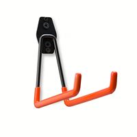 Crochets de rangement doubles robustes RHETECH pour garage, en acier et PVC, orange, fixation murale, capacité 40 kg, garantie 3 ans, à visser