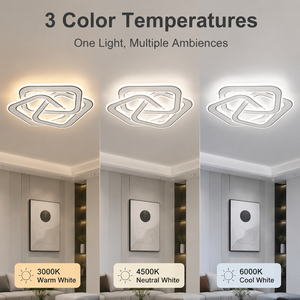 Lámpara de techo LED moderna, geométrica, regulable, de acrílico, montaje en superficie, control remoto, tricolor, para sala de estar y dormitorio - Product Image 3