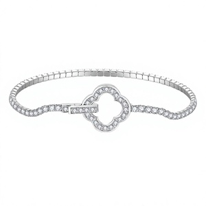 Pulsera de tenis Ruizuan B3-0125 estilo Ins, clásica, con cuatro puntas, moissanita completa de 2.0mm, diseño simple, para mujer, plata S925 chapada en oro de 18K - Product Image 3