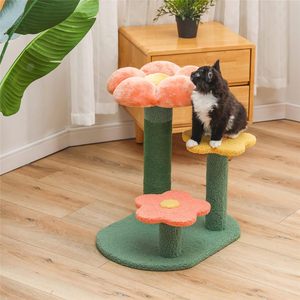 Arbre à chat fleuri, griffoir d'activité, rose, petit, tour pour chats d'intérieur, bois et papier, griffoir écologique, grimpe, mignon - Product Image 5