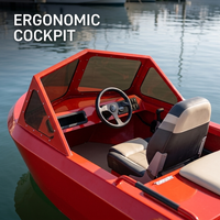 Prêt à être expédié : Jet-boat électrique rouge, type cockpit, kart aquatique, petit PWC, bateau à moteur, embarcation personnelle motorisée, ski nautique, étanche.