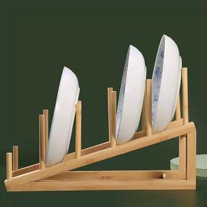 Fabricantes al por mayor de bambú drenaje plato de pino estante para platos estante de almacenamiento de cocina taza de té estante de madera - Product Image 2