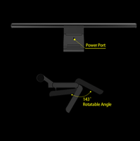 Barre lumineuse de contrôle moderne, design fin noir, alimentation USB, lampe LED à clipser pour poste de travail et configuration de jeu