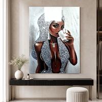 Impression d'art mural tendance Léopard Rose : Portrait Femme et Grand Chat pour Salon, Chambre, Hôtel – Décoration Contemporaine Audacieuse
