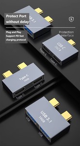 10gbps Usb3.1 Tipo <span class=keywords><strong>C</strong></span> a Dual 2 X <span class=keywords><strong>Usb</strong></span>-<span class=keywords><strong>C</strong></span> 2 * Puertos <span class=keywords><strong>Usb</strong></span> Divisor Hub Convertidor de datos de carga Adaptador Conector para <span class=keywords><strong>Macbook</strong></span> - Product Image 6