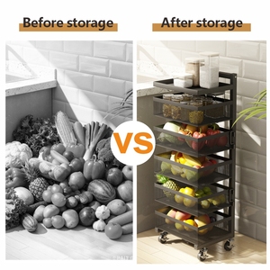 Carrito <span class=keywords><strong>de</strong></span> Cocina Giratorio Resistente Joyings con 5 Niveles <span class=keywords><strong>de</strong></span> <span class=keywords><strong>Cestas</strong></span> Metálicas y Estantes Estables para Almacenamiento en el Hogar - Product Image 5