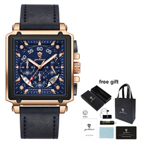 Montre pour homme Gohuos 9816, mouvement à quartz chronographe, bracelet en cuir, grand cadran carré, loisirs, sport, marque haut de gamme, montres pour hommes