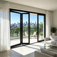 Porte coulissante pliante moderne en verre, porte accordéon panoramique en aluminium, portes coulissantes pliantes pour balcon