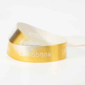 ริบบิ้นโพลีเอสเตอร์เคลือบฟอยล์สีทองเงินเมทัลลิก พิมพ์ลายเงางาม สำหรับบรรจุภัณฑ์กล่องของขวัญระดับพรีเมียม - Product Image 2