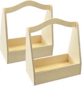 Cesta de madera con asa para almacenamiento Caja pequeña de madera para manualidades