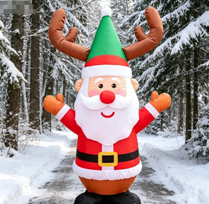 Babbo Natale Gonfiabile Divertente con Corna e Cappello a Punta da Elfo per Decorazioni Natalizie da Interno ed Esterno - Product Image 4