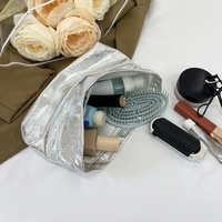 Portable grande capacité brillant paillettes toilette stockage sac cosmétique argent Flash maquillage pochette sac avec Logo personnalisé