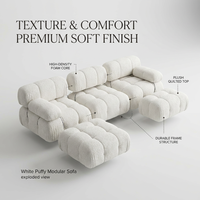 Canapé modulable en chenille sans armature, en forme de L, avec lit intégré, sièges profonds et volumineux, idéal pour appartement, hôtel, salon