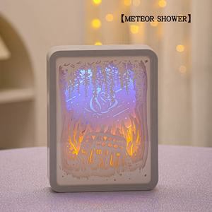 Romantique clair <span class=keywords><strong>de</strong></span> lune amant 3D papier Sculpture veilleuse décoration <span class=keywords><strong>de</strong></span> la maison cadeau pour chambre visualisation créative carré <span class=keywords><strong>nuit</strong></span> Led - Product Image 5