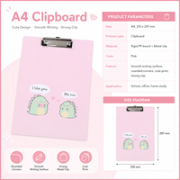 Vente en gros de fournitures scolaires pour étudiants, design de dessins animés de dinosaures, classeur à clip en plastique format A4, bloc-notes d'écriture