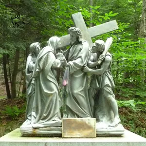 Estatua de bronce de Jesucristo religioso católico de tamaño real 14 estaciones de la Cruz